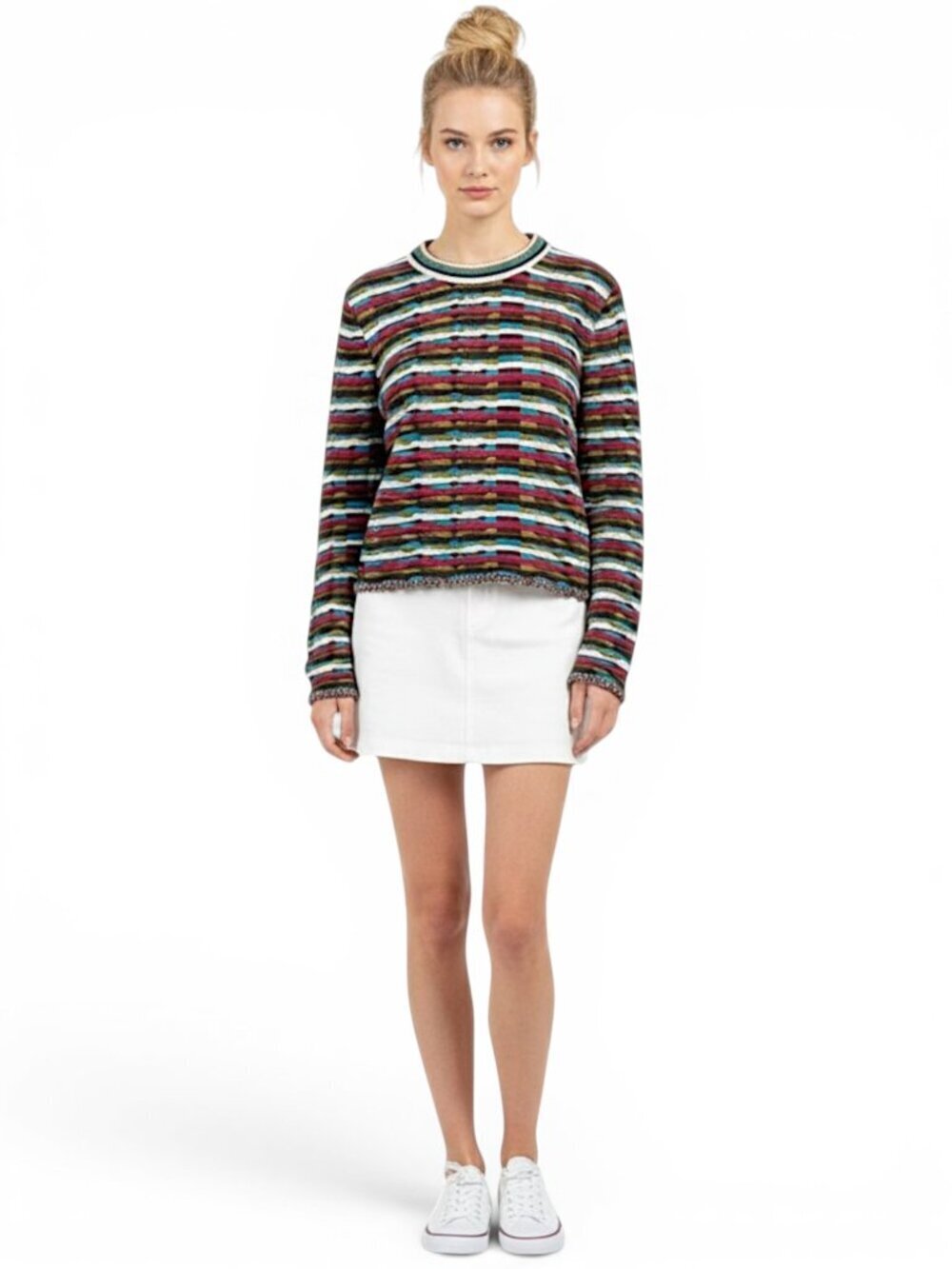 Christian Lacroix Bazar Vintage Striped Textured Retro Modern Sweater New NWT L
